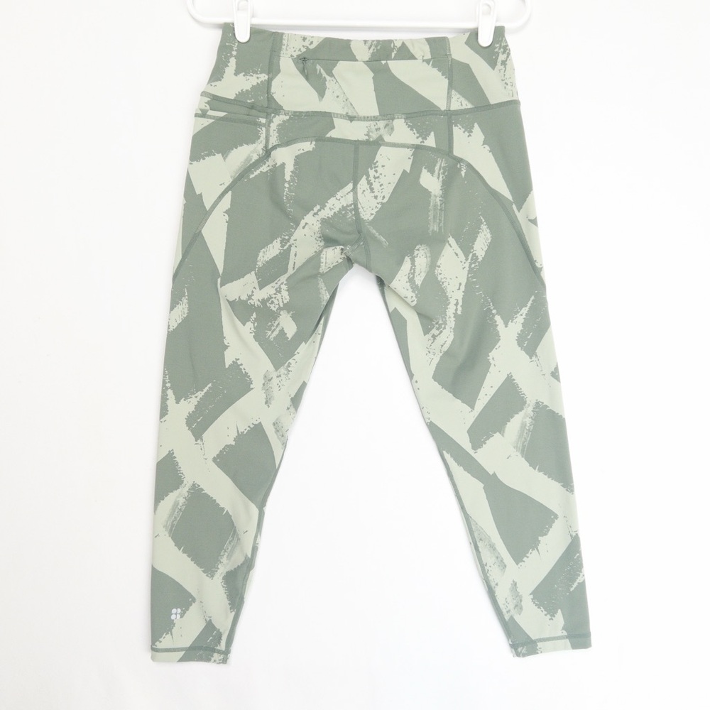 Sweaty Betty Power Workout Leggings 7/8 Womens M Sage Geo Maze Print